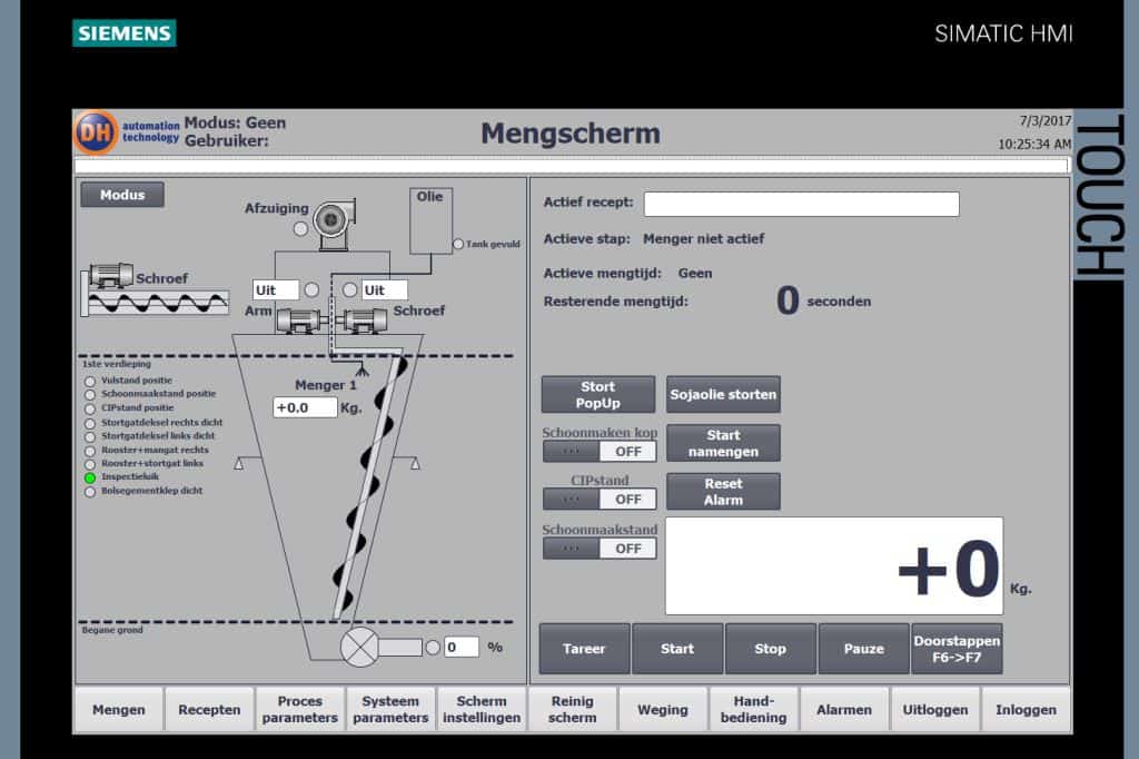 IA Menger automatisering HMI touchscreen Overzicht klein 1 Menger automatisering HMI touchscreen Overzicht