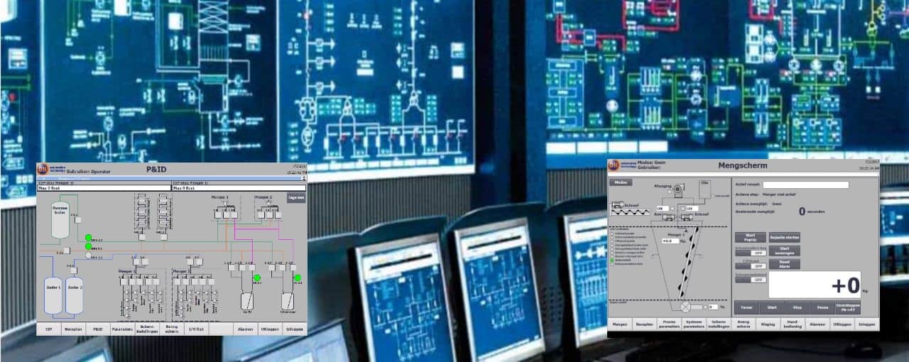 IA HMI Scada operator stations control room, supervisor control and data aquisition